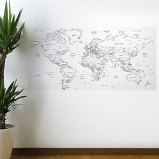 BUFFER® Yazılabilir Dünya Haritası Manyetik Duvar Stickerı 110 x 56 cm